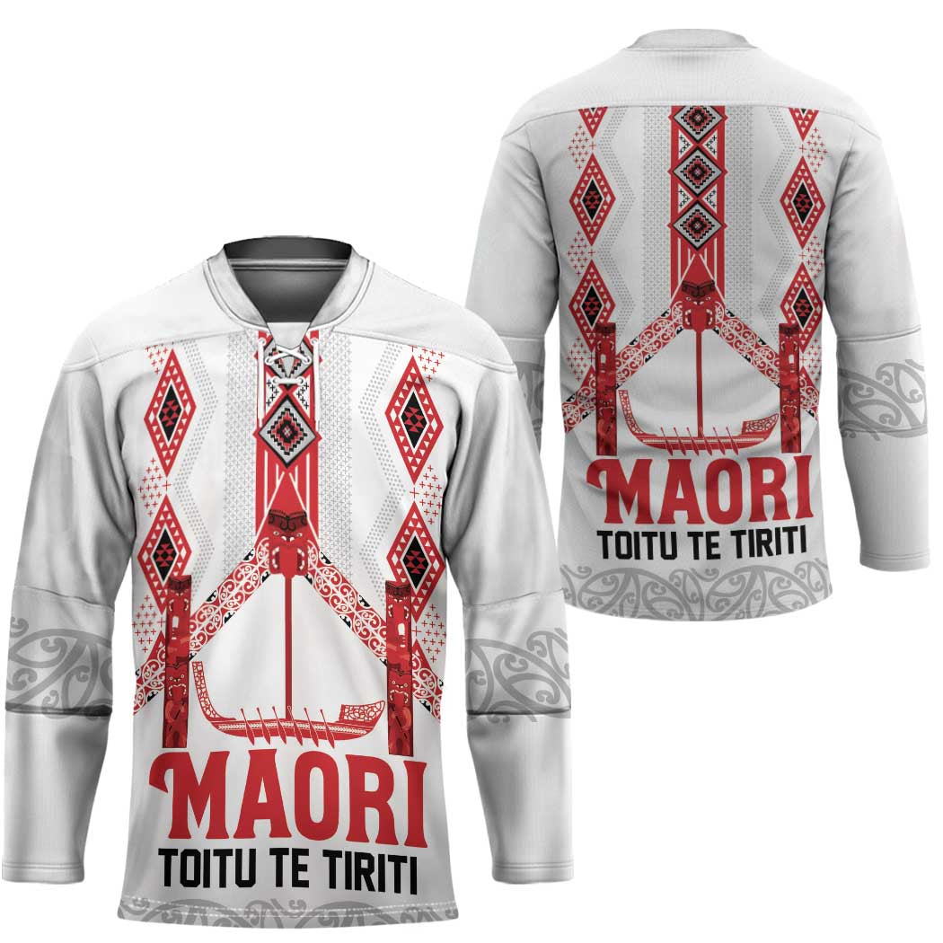 Toitu Te Tiriti Waitangi Hockey Jersey White Wharenui House LT9 - Polynesian Pride