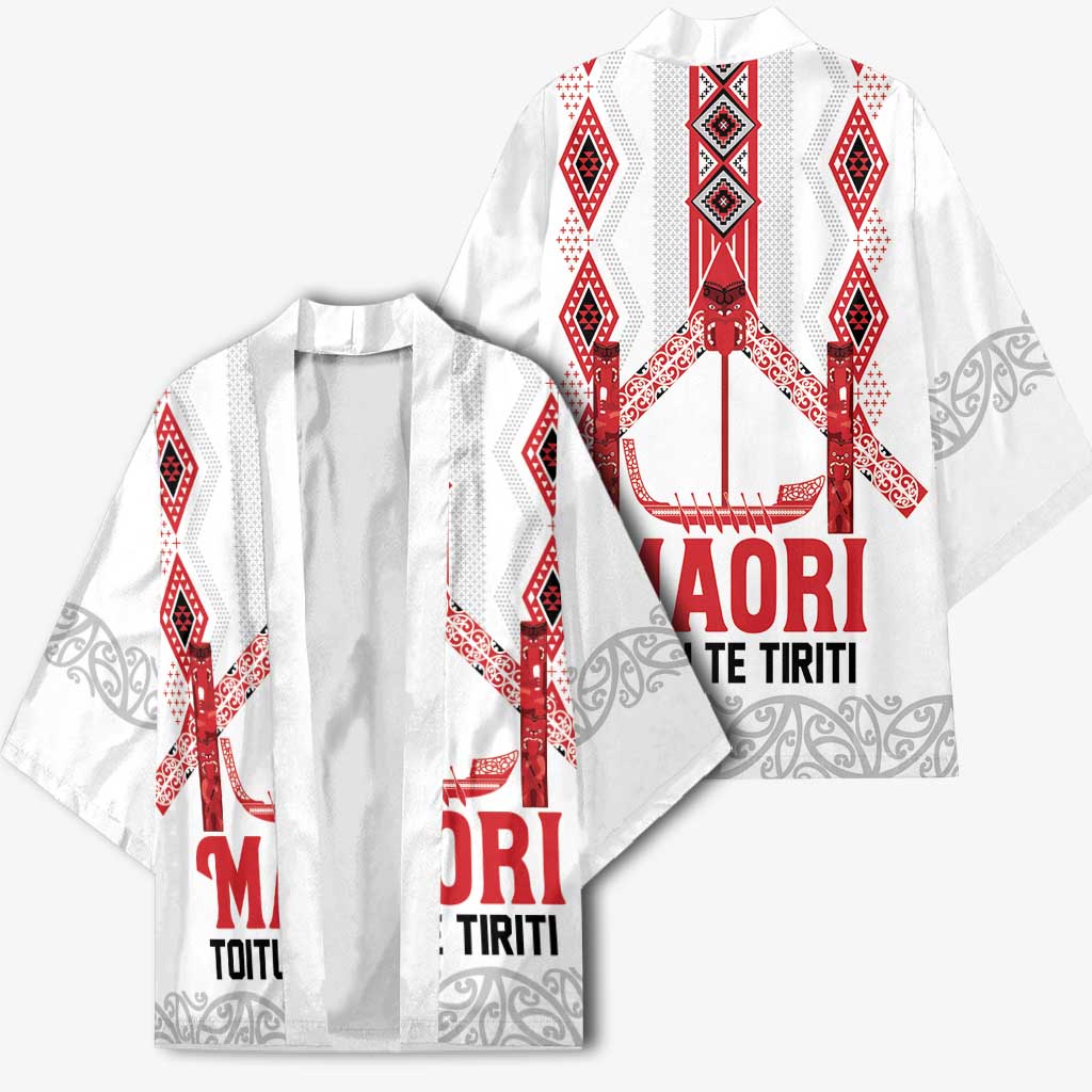 Toitu Te Tiriti Waitangi Kimono White Wharenui House - Polynesian Pride