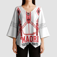 Toitu Te Tiriti Waitangi Kimono Sleeve Blouse White Wharenui House - Polynesian Pride