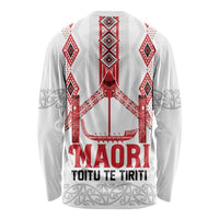 Toitu Te Tiriti Waitangi Long Sleeve Shirt White Wharenui House LT9 - Polynesian Pride