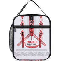 Toitu Te Tiriti Waitangi Lunch Bag White Wharenui House LT9 10.2 × 8.3 × 4.3 inch white - Polynesian Pride