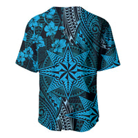 Vintage Tonga Tribal Ngatu Pattern Baseball Jersey With Pacific Floral Aqua Art LT9 - Polynesian Pride