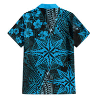 Vintage Tonga Tribal Ngatu Pattern Family Matching Puletasi and Hawaiian Shirt With Pacific Floral Aqua Art LT9 - Polynesian Pride