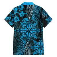Vintage Tonga Tribal Ngatu Pattern Family Matching Short Sleeve Bodycon Dress and Hawaiian Shirt With Pacific Floral Aqua Art LT9 - Polynesian Pride