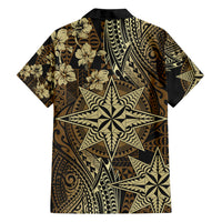 Vintage Tonga Tribal Ngatu Pattern Family Matching Long Sleeve Bodycon Dress and Hawaiian Shirt With Pacific Floral Brown Art LT9 - Polynesian Pride