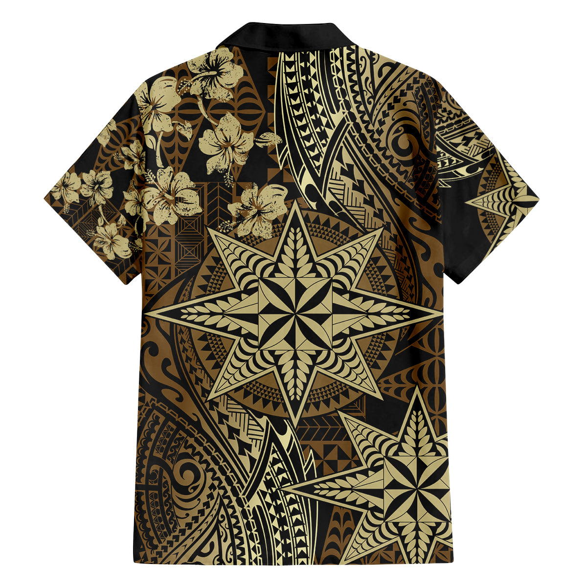 Vintage Tonga Tribal Ngatu Pattern Family Matching Puletasi and Hawaiian Shirt With Pacific Floral Brown Art LT9 - Polynesian Pride
