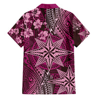 Vintage Tonga Tribal Ngatu Pattern Family Matching Summer Maxi Dress and Hawaiian Shirt With Pacific Floral Pink Art LT9 - Polynesian Pride