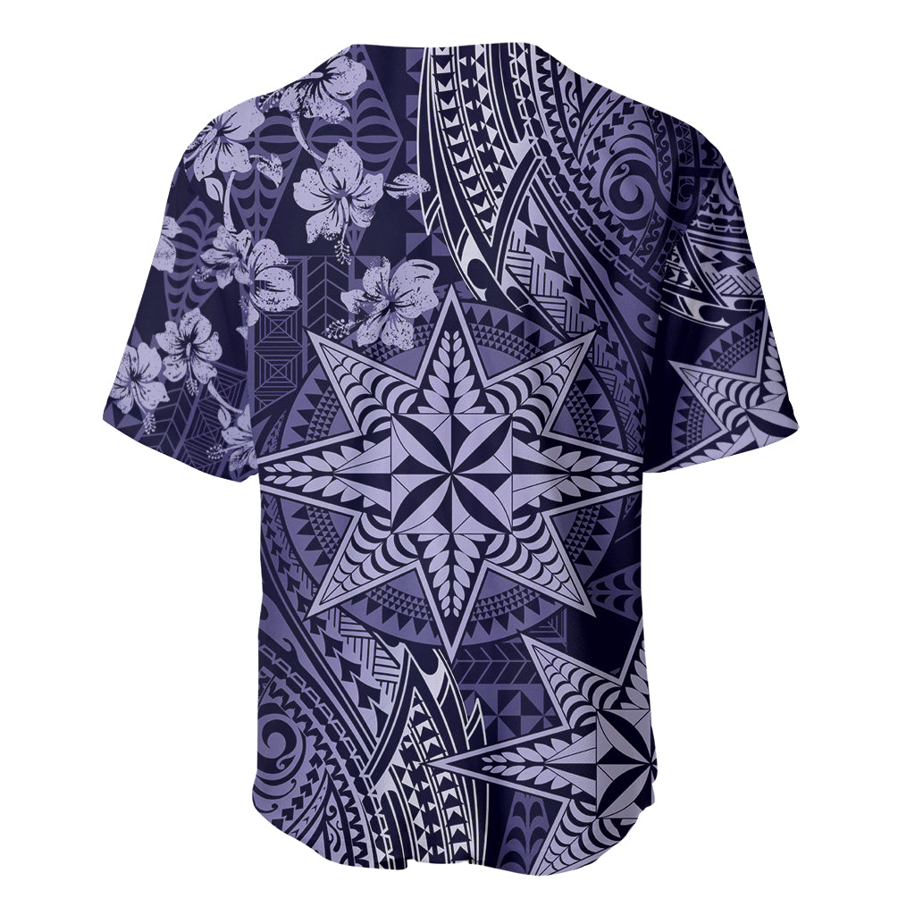 Vintage Tonga Tribal Ngatu Pattern Baseball Jersey With Pacific Floral Pink Art