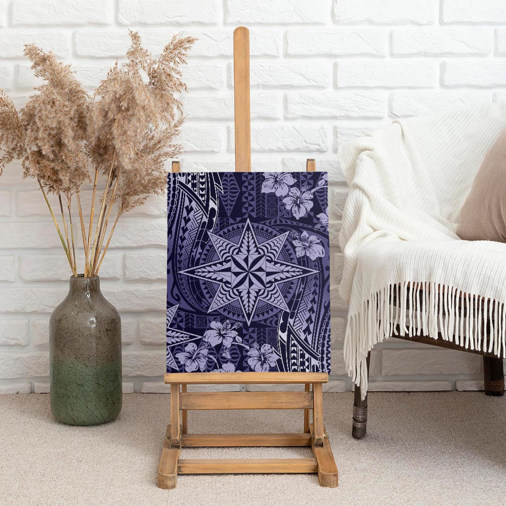 Vintage Tonga Tribal Ngatu Pattern Canvas Wall Art With Pacific Floral Pink Art
