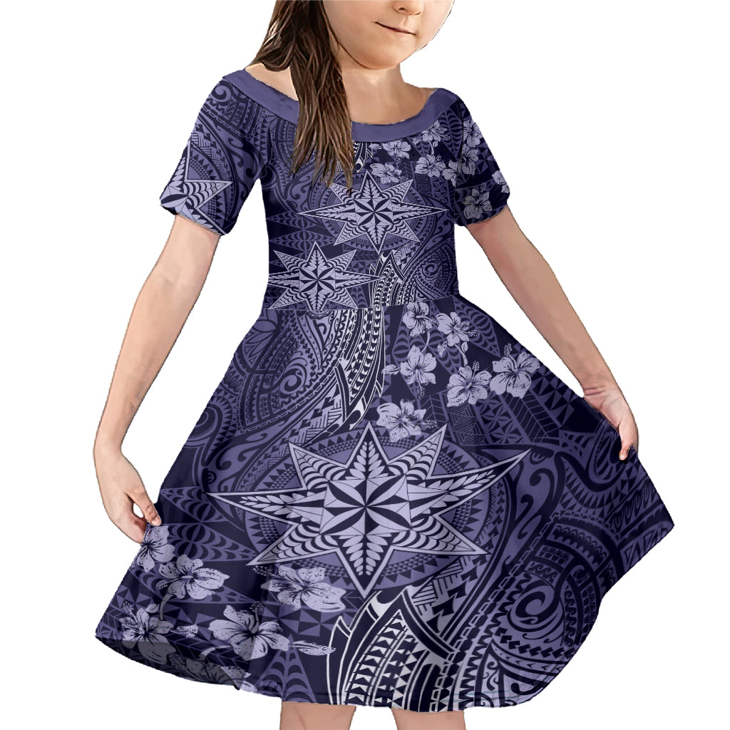 Vintage Tonga Tribal Ngatu Pattern Family Matching Mermaid Dress and Hawaiian Shirt With Pacific Floral Pink Art LT9 Daughter's Dress Pink - Polynesian Pride