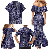 Vintage Tonga Tribal Ngatu Pattern Family Matching Mermaid Dress and Hawaiian Shirt With Pacific Floral Pink Art LT9 - Polynesian Pride
