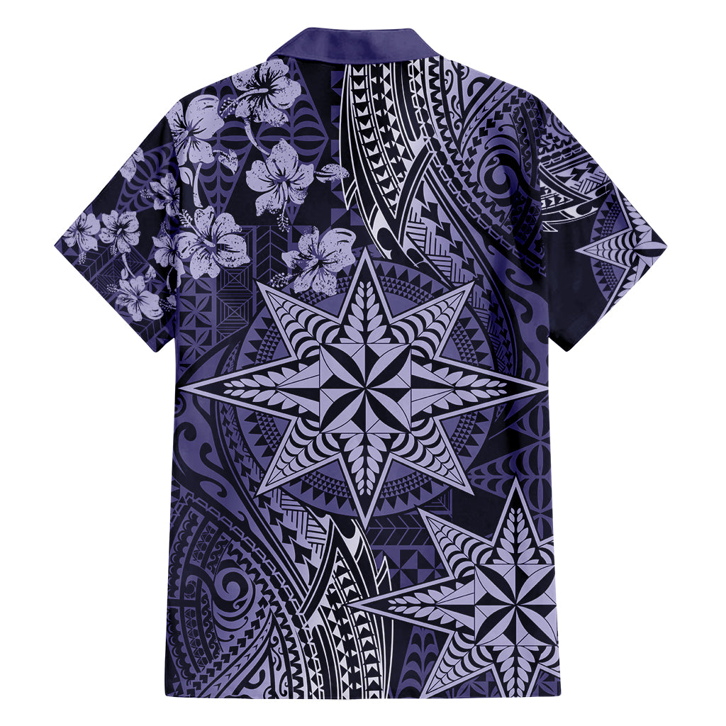 Vintage Tonga Tribal Ngatu Pattern Family Matching Off Shoulder Maxi Dress and Hawaiian Shirt With Pacific Floral Pink Art LT9 - Polynesian Pride