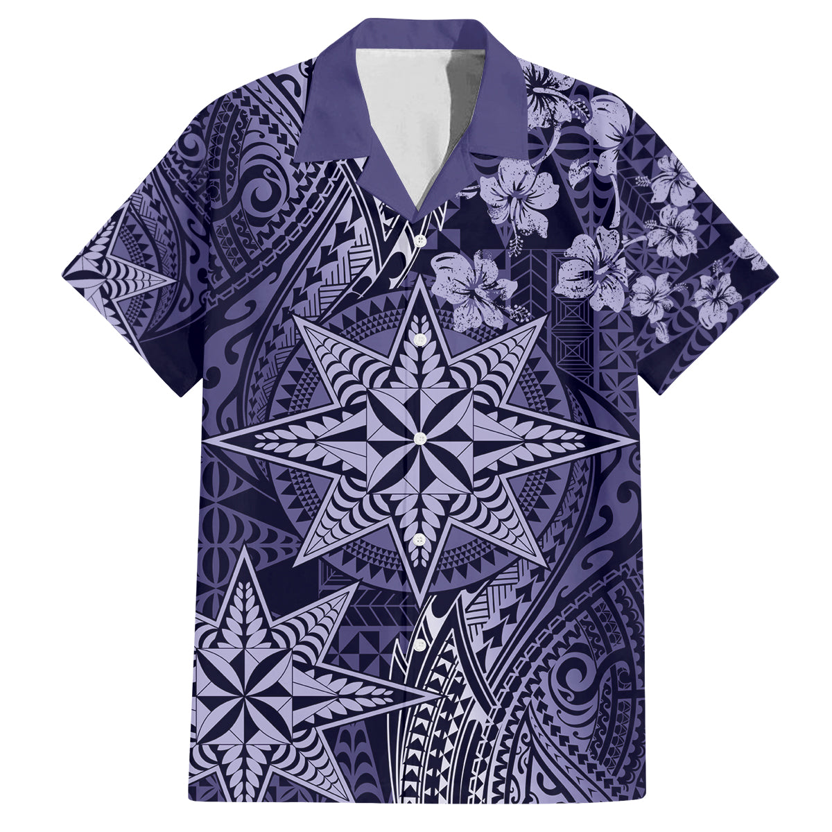 Vintage Tonga Tribal Ngatu Pattern Family Matching Puletasi and Hawaiian Shirt With Pacific Floral Pink Art LT9 Dad's Shirt - Short Sleeve Pink - Polynesian Pride