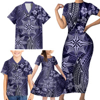Vintage Tonga Tribal Ngatu Pattern Family Matching Short Sleeve Bodycon Dress and Hawaiian Shirt With Pacific Floral Pink Art LT9 - Polynesian Pride