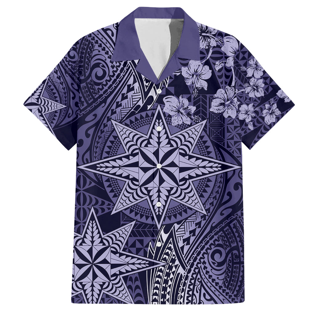 Vintage Tonga Tribal Ngatu Pattern Family Matching Short Sleeve Bodycon Dress and Hawaiian Shirt With Pacific Floral Pink Art LT9 Dad's Shirt - Short Sleeve Pink - Polynesian Pride
