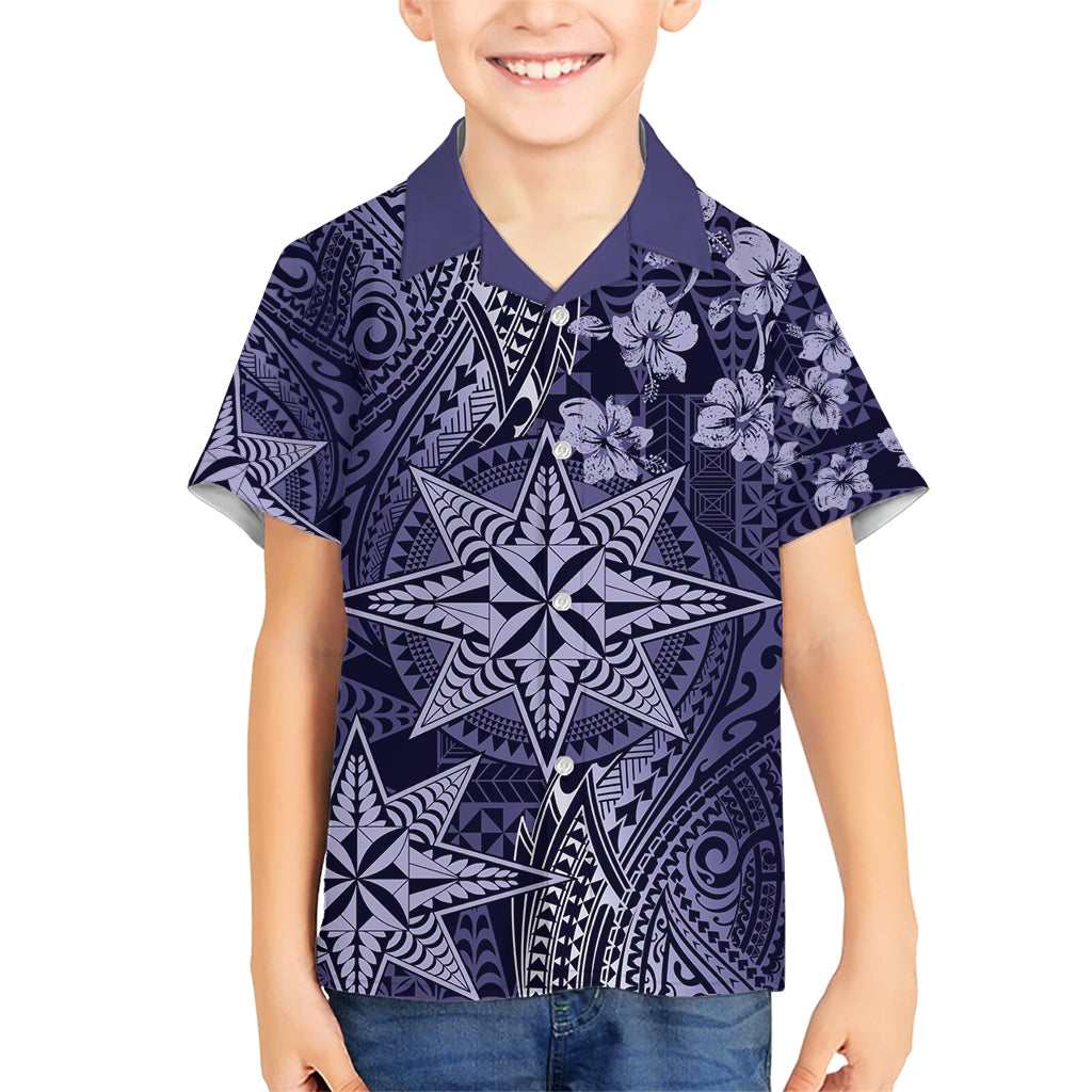 Vintage Tonga Tribal Ngatu Pattern Family Matching Short Sleeve Bodycon Dress and Hawaiian Shirt With Pacific Floral Pink Art LT9 Son's Shirt Pink - Polynesian Pride