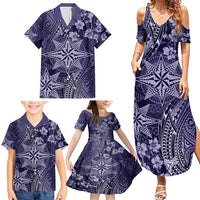 Vintage Tonga Tribal Ngatu Pattern Family Matching Summer Maxi Dress and Hawaiian Shirt With Pacific Floral Pink Art LT9 - Polynesian Pride