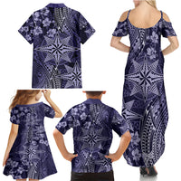 Vintage Tonga Tribal Ngatu Pattern Family Matching Summer Maxi Dress and Hawaiian Shirt With Pacific Floral Pink Art LT9 - Polynesian Pride