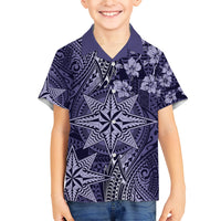 Vintage Tonga Tribal Ngatu Pattern Family Matching Summer Maxi Dress and Hawaiian Shirt With Pacific Floral Pink Art LT9 Son's Shirt Pink - Polynesian Pride