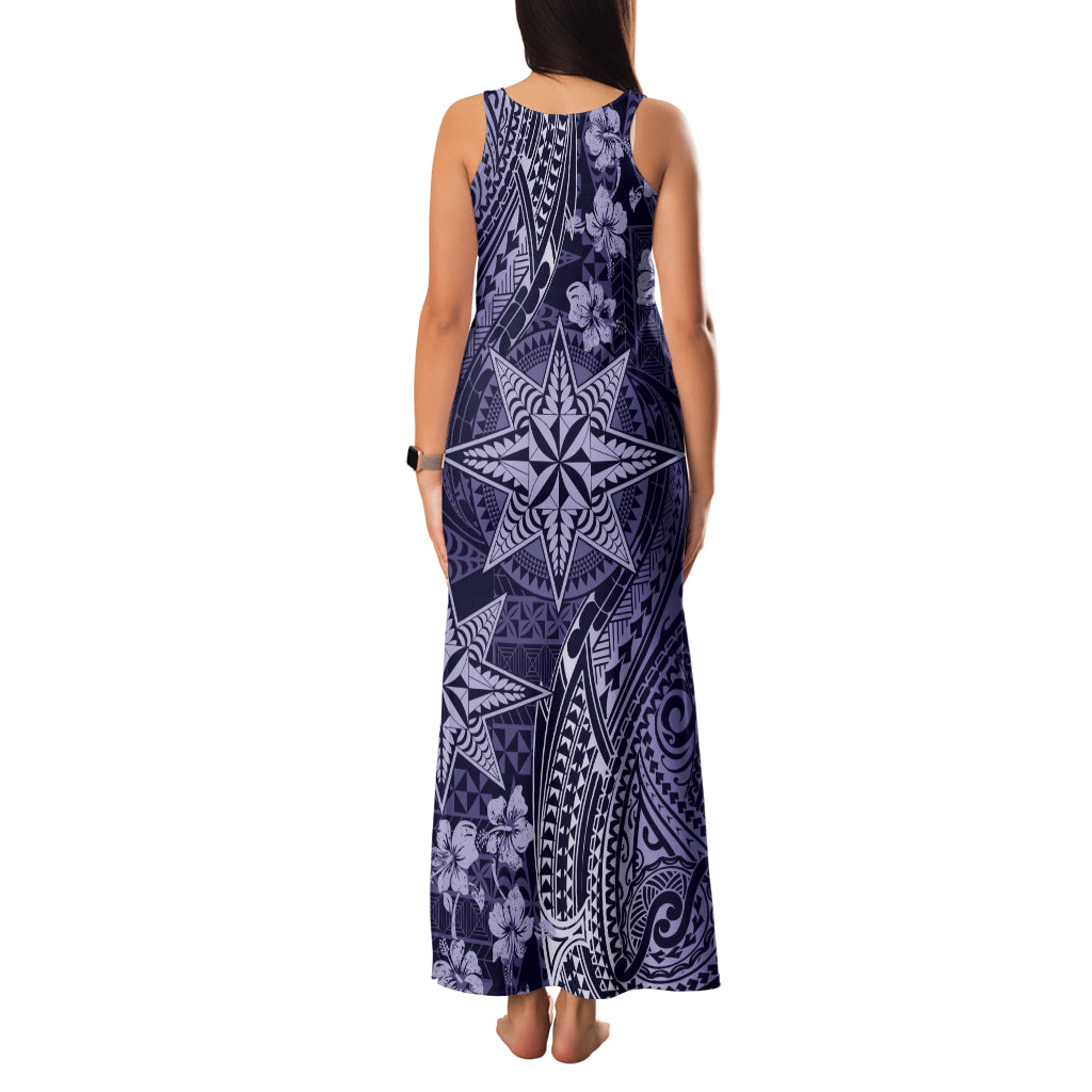 Vintage Tonga Tribal Ngatu Pattern Family Matching Tank Maxi Dress and Hawaiian Shirt With Pacific Floral Pink Art LT9 - Polynesian Pride
