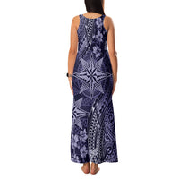 Vintage Tonga Tribal Ngatu Pattern Family Matching Tank Maxi Dress and Hawaiian Shirt With Pacific Floral Pink Art LT9 - Polynesian Pride