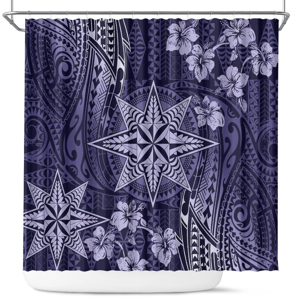 Vintage Tonga Tribal Ngatu Pattern Shower Curtain With Pacific Floral Pink Art LT9 Pink - Polynesian Pride