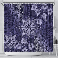 Vintage Tonga Tribal Ngatu Pattern Shower Curtain With Pacific Floral Pink Art LT9 - Polynesian Pride