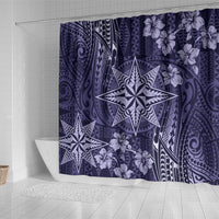 Vintage Tonga Tribal Ngatu Pattern Shower Curtain With Pacific Floral Pink Art LT9 - Polynesian Pride