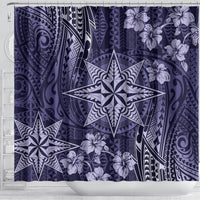 Vintage Tonga Tribal Ngatu Pattern Shower Curtain With Pacific Floral Pink Art LT9 - Polynesian Pride