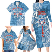 Personalised Tonga Apifo'ou College Family Matching Long Sleeve Bodycon Dress and Hawaiian Shirt Since 1865 Special Kupesi Pattern LT9 - Polynesian Pride