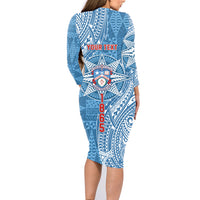 Personalised Tonga Apifo'ou College Family Matching Long Sleeve Bodycon Dress and Hawaiian Shirt Since 1865 Special Kupesi Pattern LT9 - Polynesian Pride