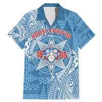 Personalised Tonga Apifo'ou College Family Matching Mermaid Dress and Hawaiian Shirt Since 1865 Special Kupesi Pattern LT9 Dad's Shirt - Short Sleeve Blue - Polynesian Pride