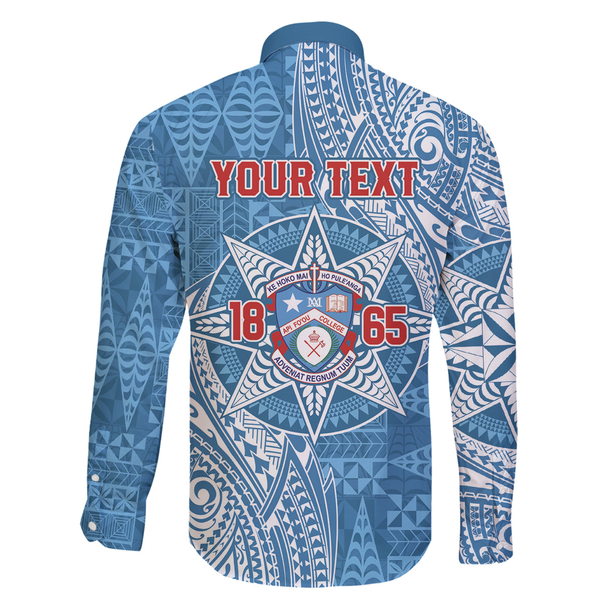Personalised Tonga Apifo'ou College Family Matching Off The Shoulder Long Sleeve Dress and Hawaiian Shirt Since 1865 Special Kupesi Pattern LT9 - Polynesian Pride