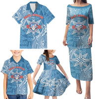Personalised Tonga Apifo'ou College Family Matching Puletasi and Hawaiian Shirt Since 1865 Special Kupesi Pattern LT9 - Polynesian Pride