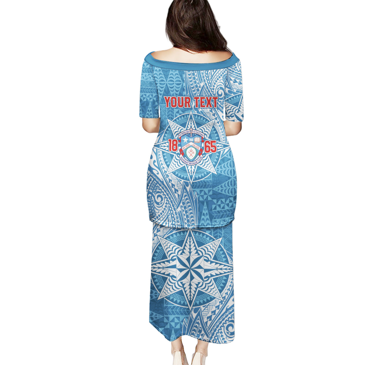 Personalised Tonga Apifo'ou College Family Matching Puletasi and Hawaiian Shirt Since 1865 Special Kupesi Pattern LT9 - Polynesian Pride