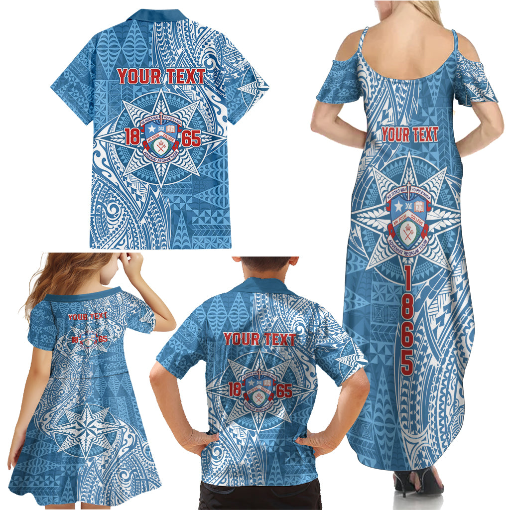 Personalised Tonga Apifo'ou College Family Matching Summer Maxi Dress and Hawaiian Shirt Since 1865 Special Kupesi Pattern LT9 - Polynesian Pride
