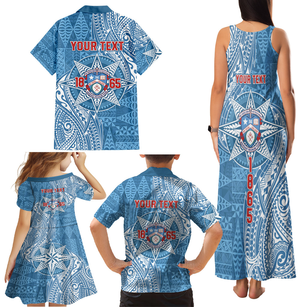 Personalised Tonga Apifo'ou College Family Matching Tank Maxi Dress and Hawaiian Shirt Since 1865 Special Kupesi Pattern LT9 - Polynesian Pride