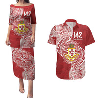 Personalised Kolisi Tonga Atele 142nd Anniversary Couples Matching Puletasi and Hawaiian Shirt Special Kupesi Pattern LT9 White - Polynesian Pride