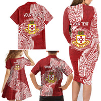 Personalised Kolisi Tonga Atele 142nd Anniversary Family Matching Long Sleeve Bodycon Dress and Hawaiian Shirt Special Kupesi Pattern LT9 - Polynesian Pride