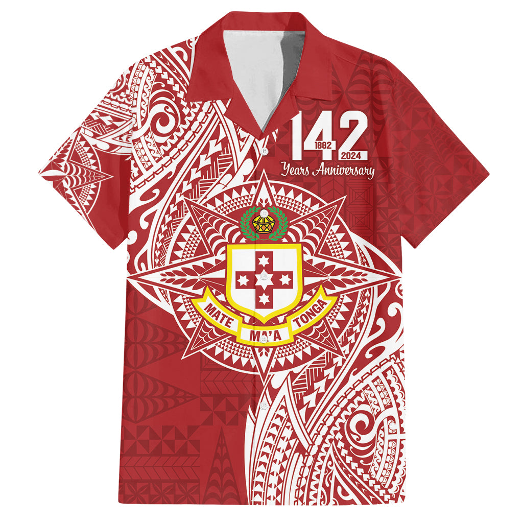 Personalised Kolisi Tonga Atele 142nd Anniversary Family Matching Long Sleeve Bodycon Dress and Hawaiian Shirt Special Kupesi Pattern LT9 Dad's Shirt - Short Sleeve White - Polynesian Pride