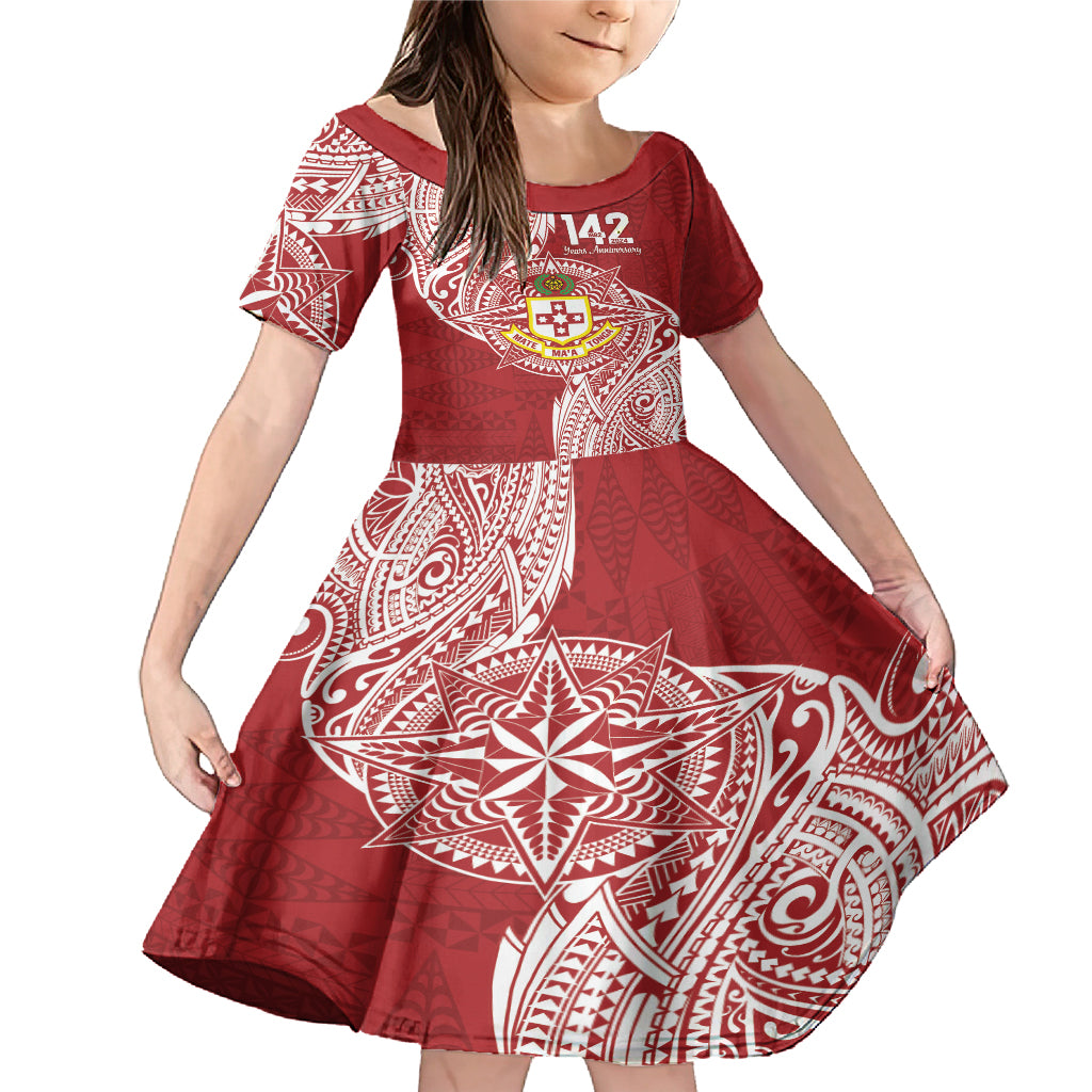 Personalised Kolisi Tonga Atele 142nd Anniversary Family Matching Mermaid Dress and Hawaiian Shirt Special Kupesi Pattern LT9 Daughter's Dress White - Polynesian Pride