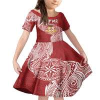 Personalised Kolisi Tonga Atele 142nd Anniversary Family Matching Mermaid Dress and Hawaiian Shirt Special Kupesi Pattern LT9 Daughter's Dress White - Polynesian Pride