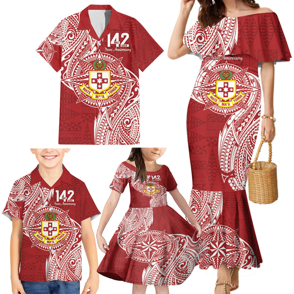 Personalised Kolisi Tonga Atele 142nd Anniversary Family Matching Mermaid Dress and Hawaiian Shirt Special Kupesi Pattern LT9 - Polynesian Pride