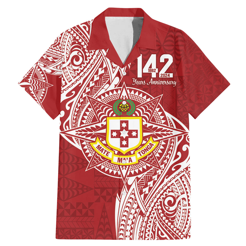Personalised Kolisi Tonga Atele 142nd Anniversary Family Matching Mermaid Dress and Hawaiian Shirt Special Kupesi Pattern LT9 Dad's Shirt - Short Sleeve White - Polynesian Pride