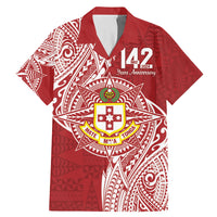Personalised Kolisi Tonga Atele 142nd Anniversary Family Matching Mermaid Dress and Hawaiian Shirt Special Kupesi Pattern LT9 Dad's Shirt - Short Sleeve White - Polynesian Pride