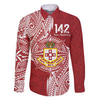 Personalised Kolisi Tonga Atele 142nd Anniversary Family Matching Off Shoulder Maxi Dress and Hawaiian Shirt Special Kupesi Pattern LT9 Dad's Shirt - Long Sleeve White - Polynesian Pride
