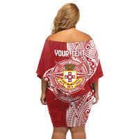 Personalised Kolisi Tonga Atele 142nd Anniversary Family Matching Off Shoulder Short Dress and Hawaiian Shirt Special Kupesi Pattern LT9 - Polynesian Pride