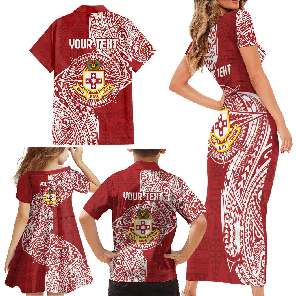 Personalised Kolisi Tonga Atele 142nd Anniversary Family Matching Short Sleeve Bodycon Dress and Hawaiian Shirt Special Kupesi Pattern LT9 - Polynesian Pride