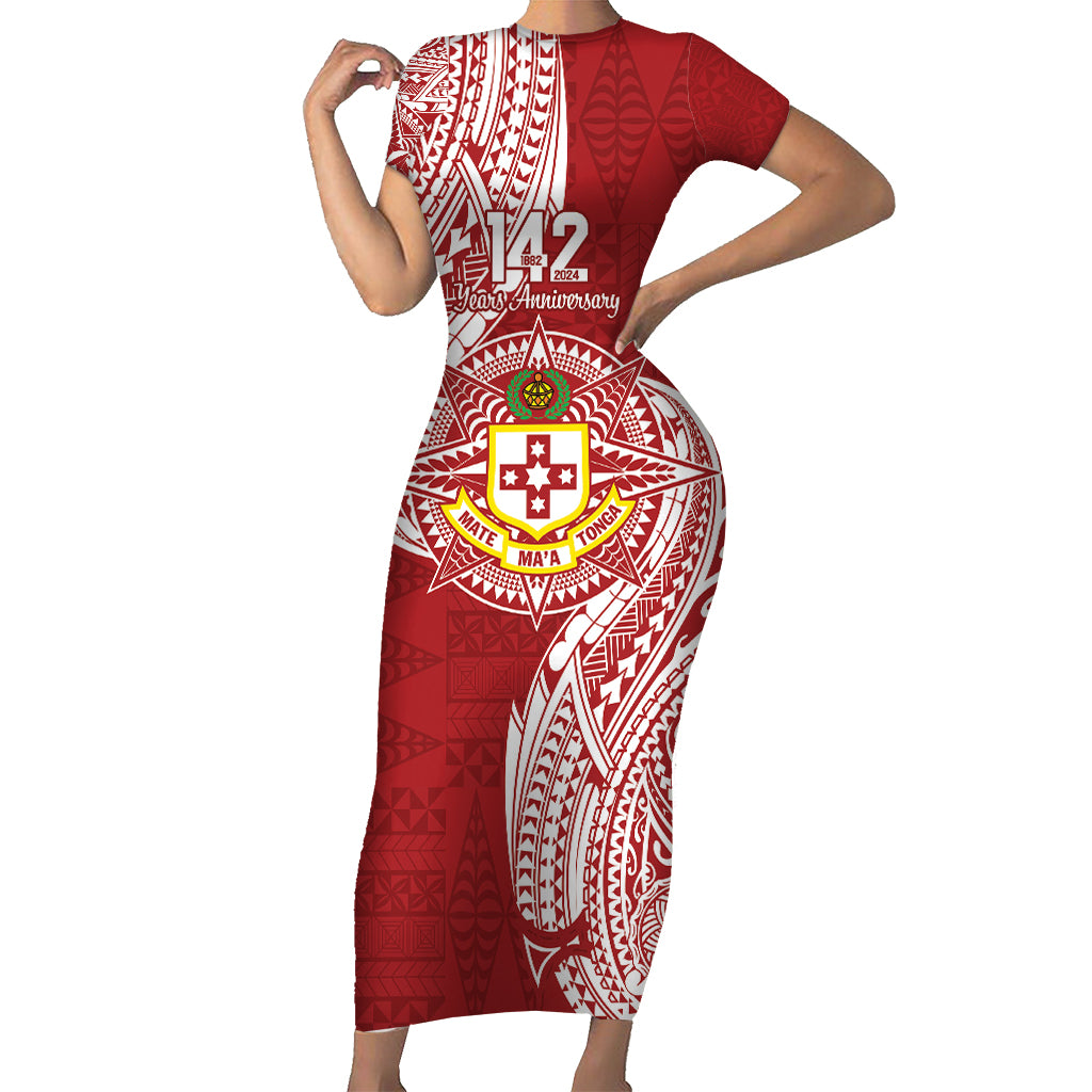 Personalised Kolisi Tonga Atele 142nd Anniversary Family Matching Short Sleeve Bodycon Dress and Hawaiian Shirt Special Kupesi Pattern LT9 Mom's Dress White - Polynesian Pride