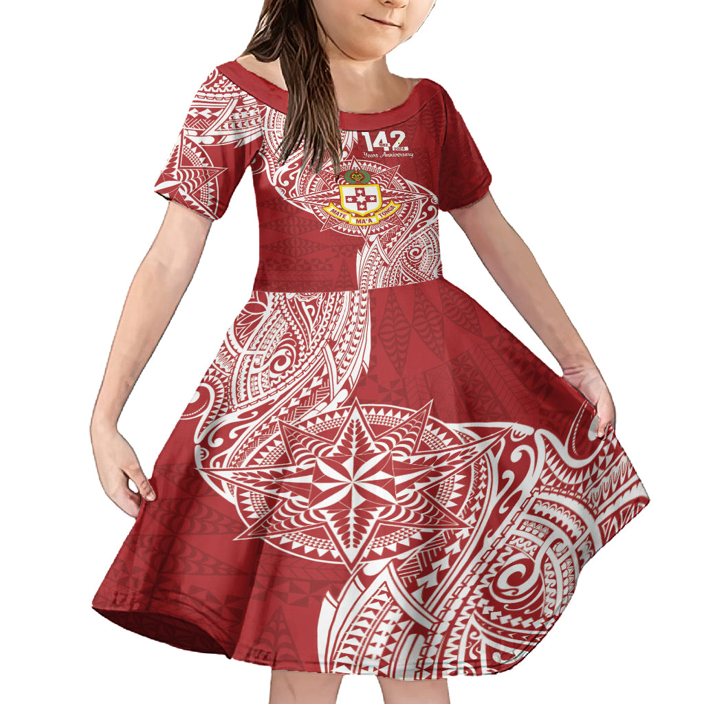 Personalised Kolisi Tonga Atele 142nd Anniversary Family Matching Summer Maxi Dress and Hawaiian Shirt Special Kupesi Pattern LT9 Daughter's Dress White - Polynesian Pride